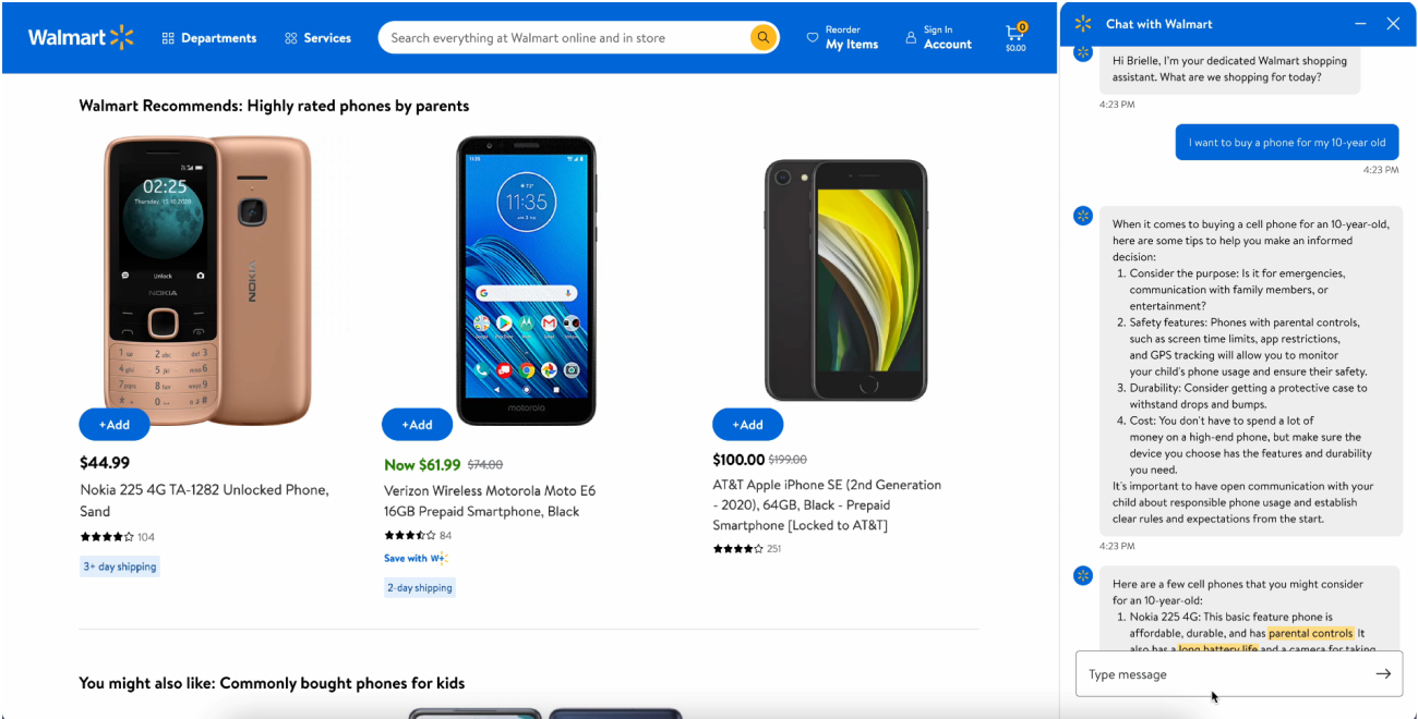 Walmart generative AI shopping assistant